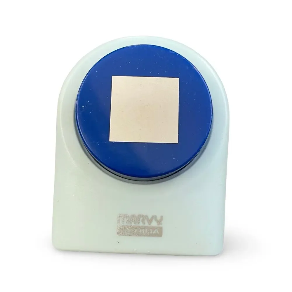Marvy Uchida Paper Punch Bundle 4 Piece Set Square Flower Tag Shapes Blue Yellow